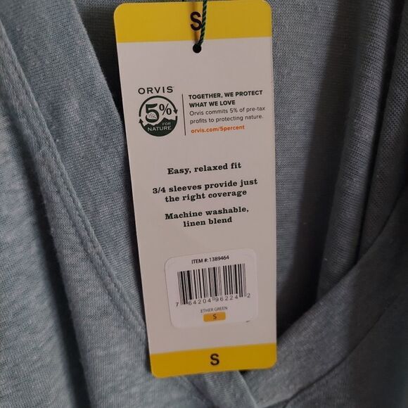 Orvis Ladies' Linen Blend Relaxed Fit 3/4 Sleeve Top Small - Picture 7 of 7